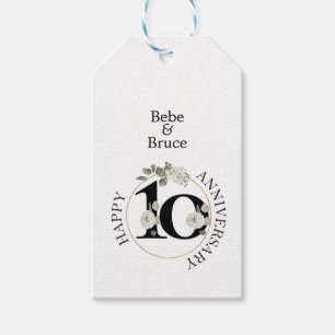 Para Regalos Bellas etiquetas de regalo del décimo aniversario 