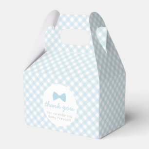 Para Regalos Blue gingham boy ata con la cabeza de bebé caja d