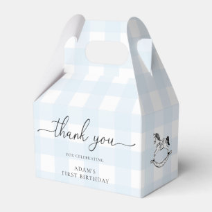 Para Regalos Blue Gingham Rocking Horse Gracias Caja De Favor