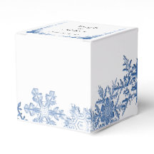 Blue Snowflakes en la caja de favores de la boda b