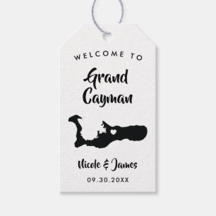 Para Regalos Boda de la isla Gran Caimán: Etiquetas de la bolsa