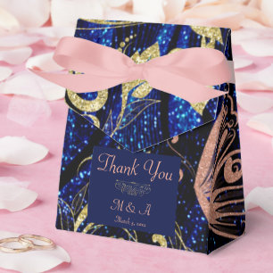 Para Regalos Boda de mariposa de oro azul real Caja de Favor de