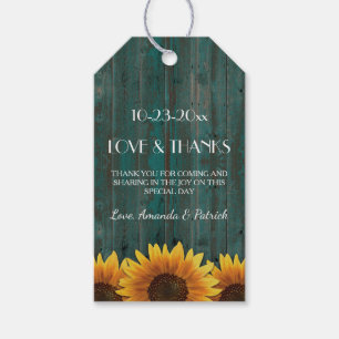 Para Regalos Boda Rústico Turquesa De Girasol Gracias Etiquetas
