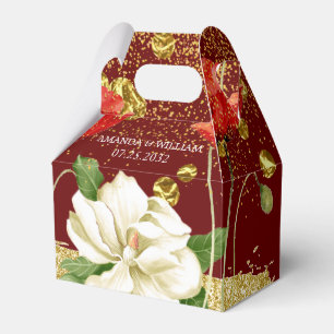 Para Regalos Borgoña Hermosa Caja de Favor de la Boda de Oro Ro