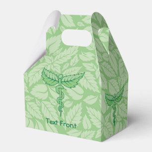 Para Regalos Caduceo con caja de favorita de fondo de hojas