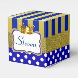 Para Regalos Caja cubo Corona Azul con dorado