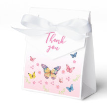 Caja de Baby Shower de mariposa rosa y caprichosa