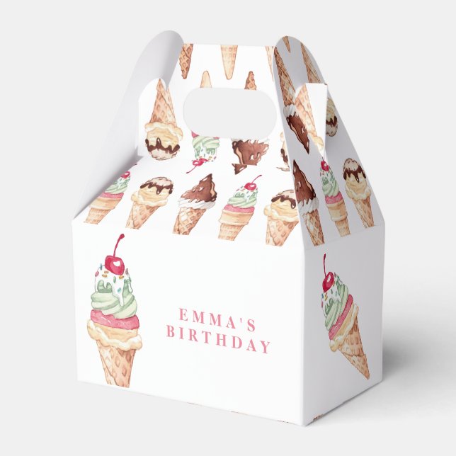 Para Regalos Caja de cumpleaños de Chica de helados (Front Side)