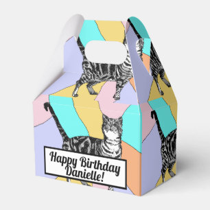 Para Regalos Caja de Cumpleaños Pastel de Gatos Atigrados