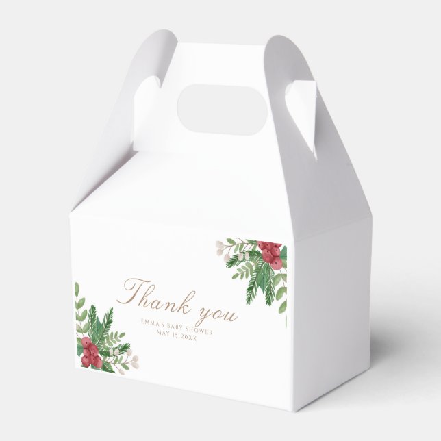 Para Regalos Caja de Favor Baby Shower de Vestido Rojo (Front Side)