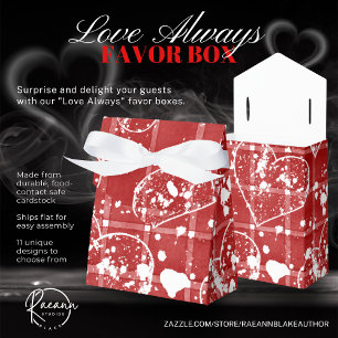 Para Regalos Caja de Favor con Diseño de Corazón Rojo y Blanco