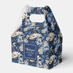 Para Regalos Caja de Favor con Flores Blancas Azules Premium co