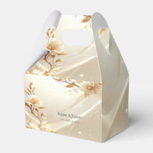 Caja de Favor con Flores Blancas y Doradas
