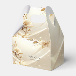 Para Regalos Caja de Favor con Flores Blancas y Doradas