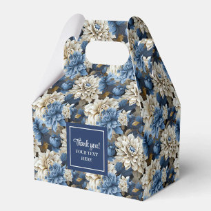 Para Regalos Caja de Favor con Flores de Color Azul Marino Eleg