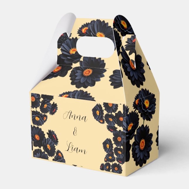 Para Regalos Caja de Favor con flores de terciopelo negro (Front Side)