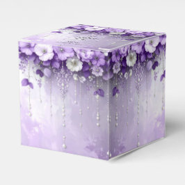 Para Regalos Caja de Favor con Flores Purpúreas y Perlas Colgan