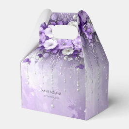 Para Regalos Caja de Favor con Flores Purpúreas y Perlas Colgan