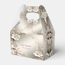 Para Regalos Caja de Favor con Marco Floral Blanco Ornate