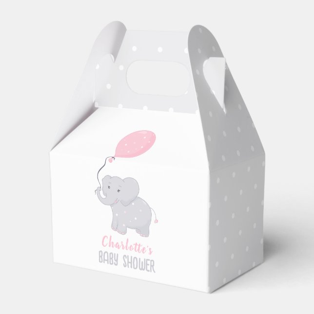 Para Regalos Caja de Favor Cute del Chica Baby Shower Elefante (Front Side)
