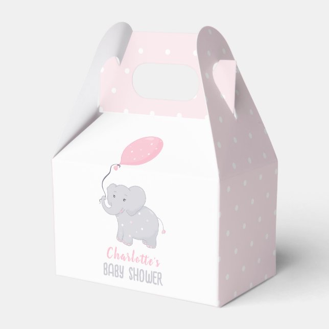 Para Regalos Caja de Favor Cute del Chica Baby Shower Elefante (Front Side)