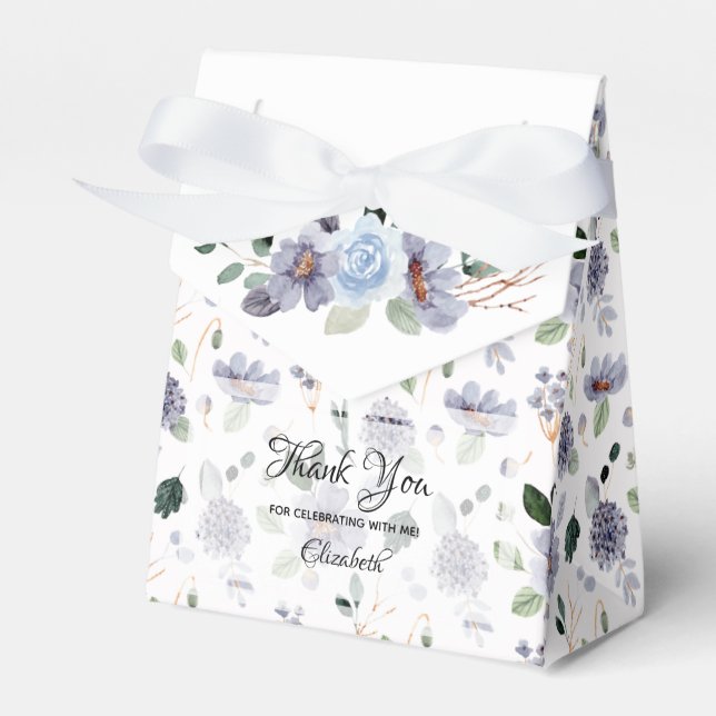 Para Regalos Caja de Favor de Acuarela Floral Púrpura (Front Side)