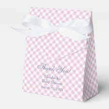 Caja de Favor de Baby Shower de Cuadros Rosas