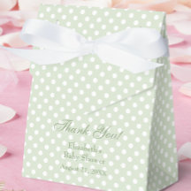 Caja de Favor de Baby Shower de Lunares Verdes