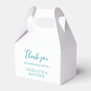 Para Regalos Caja de Favor de Boda Blanca y Turquesa