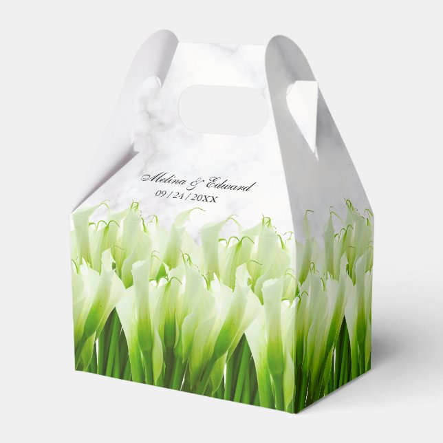 Para Regalos Caja de Favor de Boda Calla Blanca Lily Florals (Front Side)
