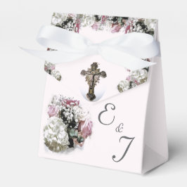 Para Regalos Caja de Favor de Boda Católica con Flores Blancas 