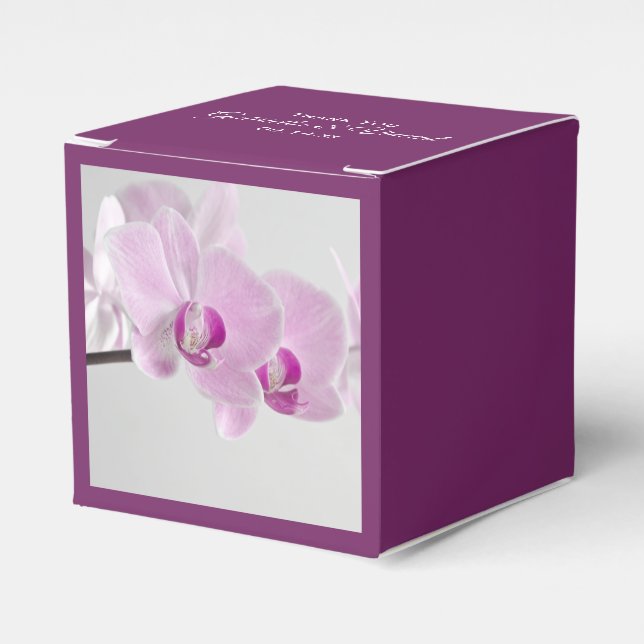 Para Regalos Caja de Favor de Boda con Elegancia Orquídea Rosa (Costado Anverso)