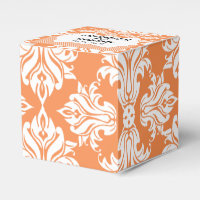 Caja de Favor de Boda de Damasco Blanco y Nectarin