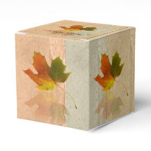 Caja de Favor de Boda de Hojas de Maple Caída