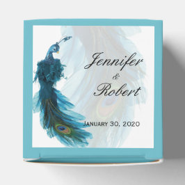 Para Regalos Caja de Favor de Boda de Pluma de Pavo Real Azul v