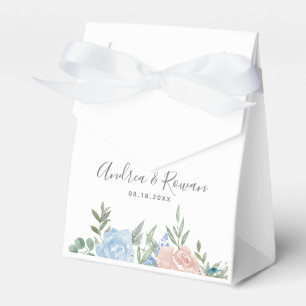 Para Regalos Caja de Favor de Boda Floral Azul y Rosa Dusty