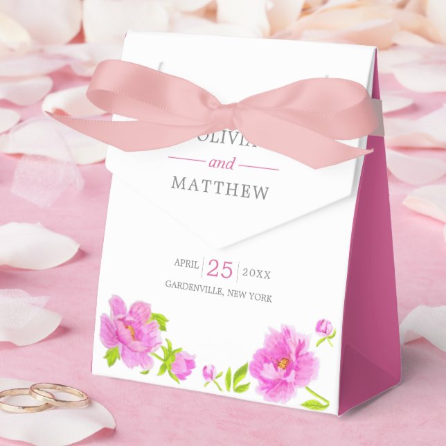 Para Regalos Caja de Favor de Boda Magenta Floral de Peonies Ro (Boda)