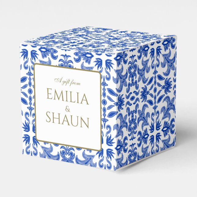 Para Regalos Caja de Favor de Boda Mediterránea (Costado Anverso)