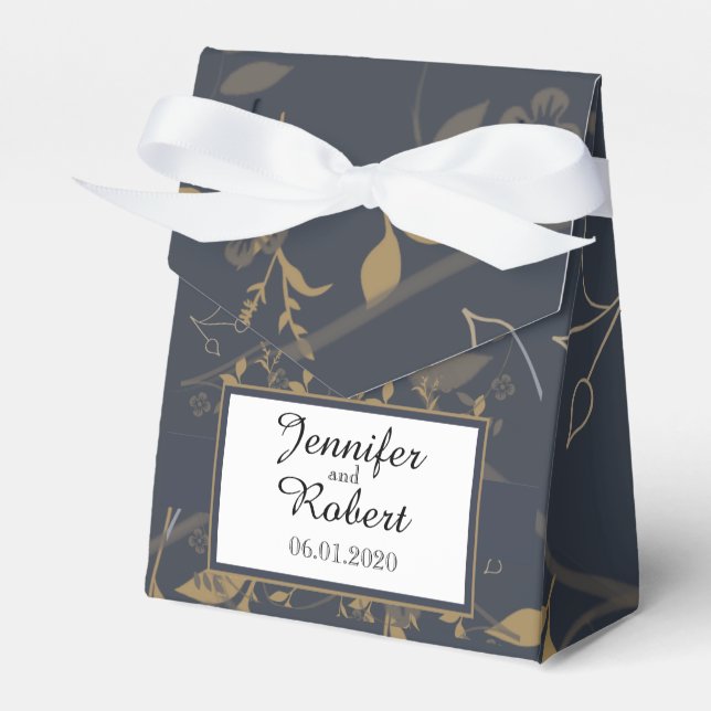 Para Regalos Caja de Favor de Boda Natural Slate and Gold (Front Side)