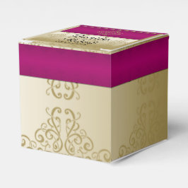 Para Regalos Caja de Favor de Boda Posh de Oro y Borgoña Damask