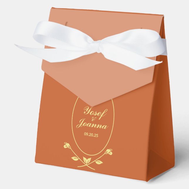 Para Regalos Caja de Favor de Boda Rosa Terracotta (Anverso)