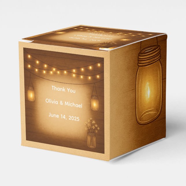 Para Regalos Caja de Favor de Boda Rustic Mason Jar (Costado Anverso)