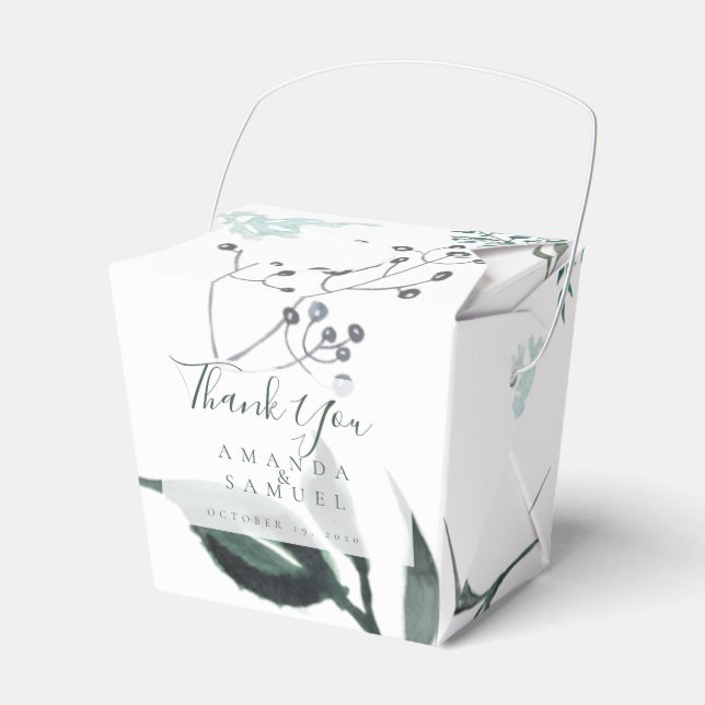 Para Regalos Caja de Favor de Boda Silvery Green Eucalyptus (Front Side)