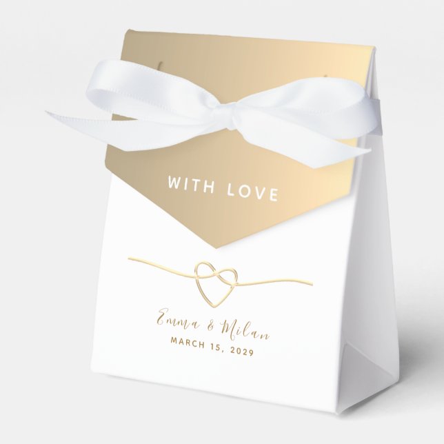 Para Regalos Caja de Favor de Boda Simple Gold Calligraphy (Front Side)