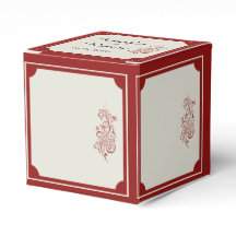 Caja de Favor de Bodas Fronterizas de Filigree Roj