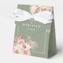 Para Regalos Caja de Favor de Boho Boho de Pampas Verde Sabio