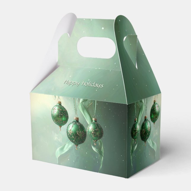 Para Regalos Caja de Favor de Bola de Navidad Verde (Front Side)