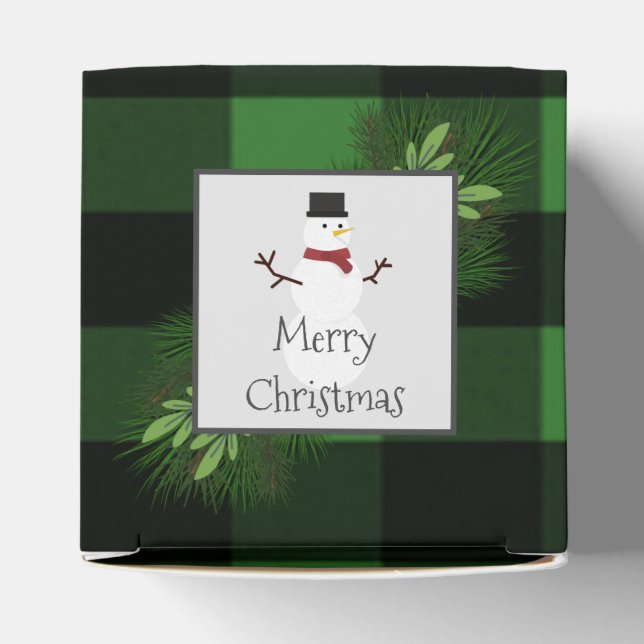 Para Regalos Caja de Favor de Buffalo Verde Snowman (Parte superior)