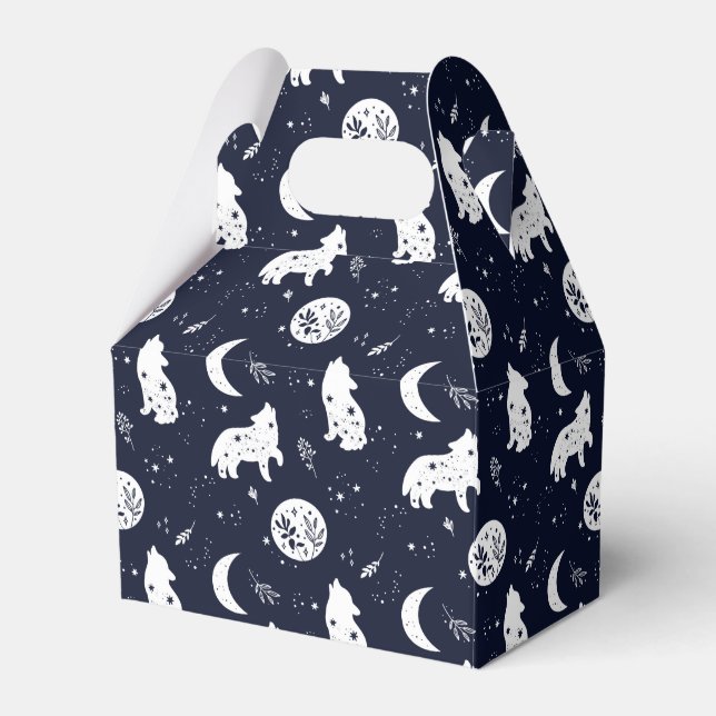 Para Regalos Caja de Favor de Cachorro de Lobo Aullando a la Lu (Front Side)