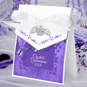 Para Regalos Caja de Favor de Cinta Quinceanera de Mariposa Pú